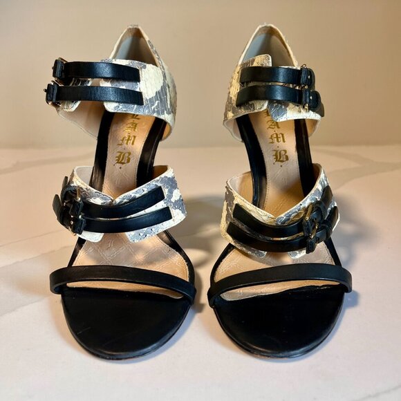 L.A.M.B. Black Grey & Snakeskin Heels Size 10 (fits 9) - Picture 15 of 16